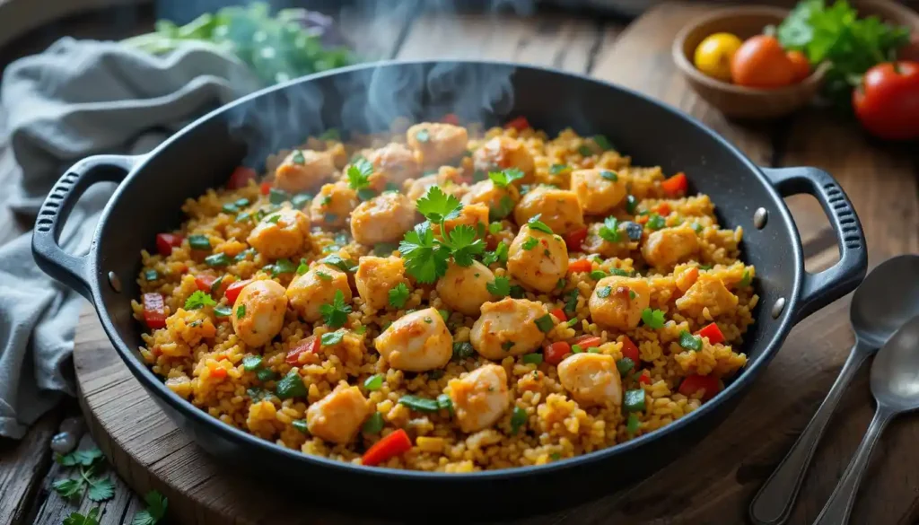 Gemüse Reis Pfanne mit Hähnchen - Schnelles und Leckeres Rezept