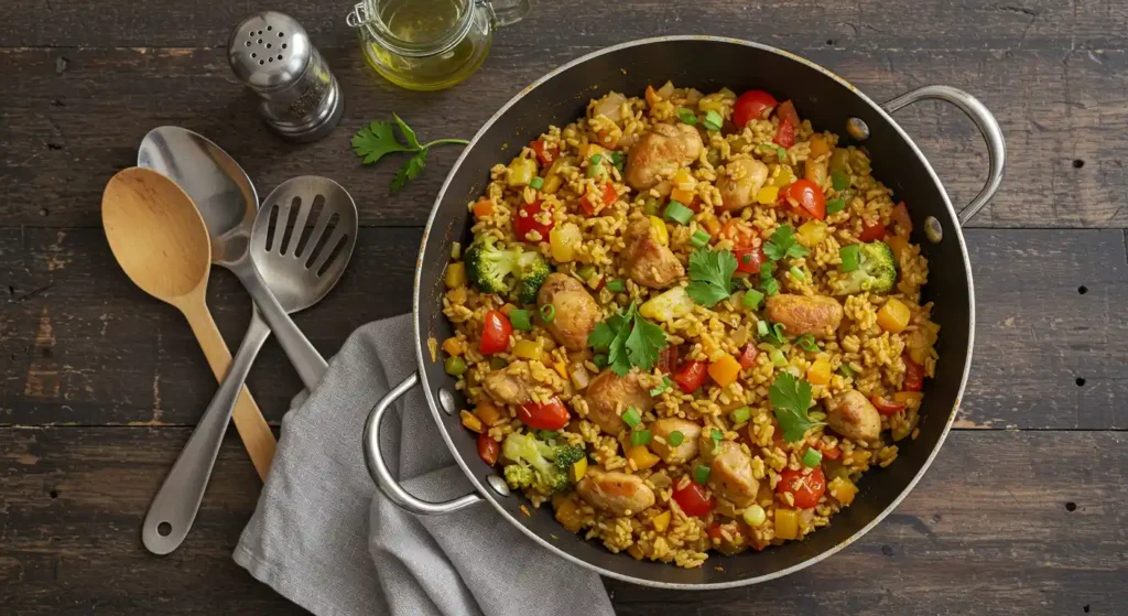 Gemüse Reis Pfanne mit Hähnchen - Schnelles und Leckeres Rezept